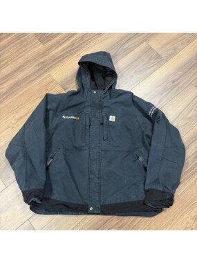 Carhartt Jacket Mens 2XL Black Hooded Waterproof Outdoor Workwear 101442-001